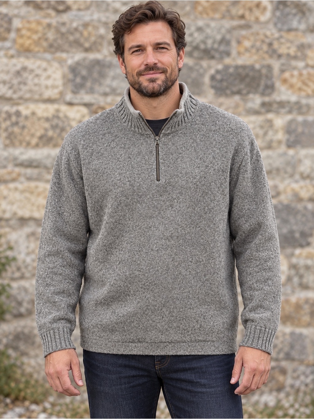 Woolrich 100% Wool Quarter-Zip Sweater | Men’s XL | Shale Heather